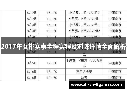 2017年女排赛事全程赛程及对阵详情全面解析