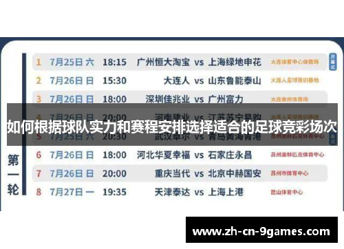 如何根据球队实力和赛程安排选择适合的足球竞彩场次